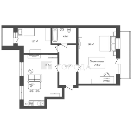 
  Продается 2-комн. квартира 79.3 м². Фото 21.