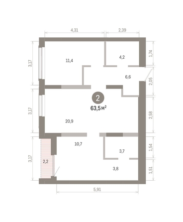 
  Продается 2-комн. квартира 63.47 м², в ЖК Европейский берег, дом 46. Фото 1.
