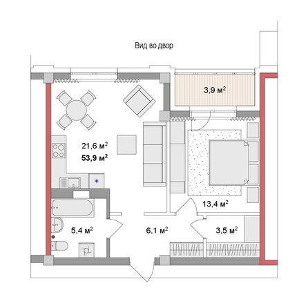 
  Продается 2-комн. квартира 53.9 м², в ЖК Мегаполис. Фото 6.