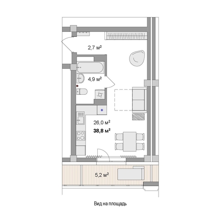 
  Продается студия 38.8 м², в ЖК Мегаполис. Фото 6.