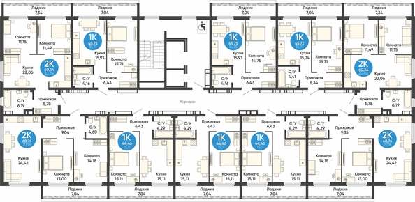 
  Продается 2-комн. квартира 68.76 м², в ЖК Урбан Парк, дом 1. Фото 1.