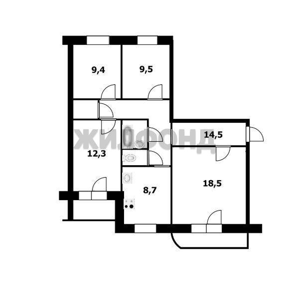 
  Продается 4-комн. квартира 77.5 м². Фото 14.
