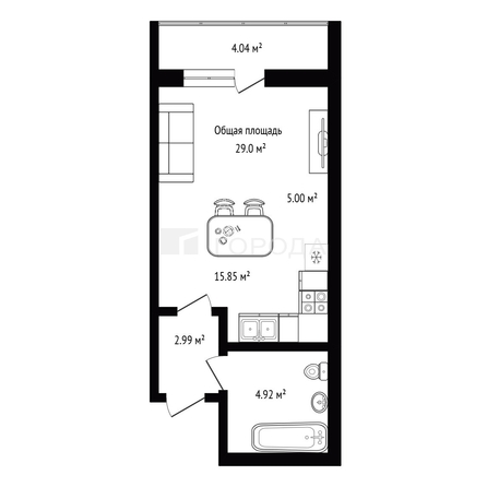 
  Продается студия 29 м². Фото 1.