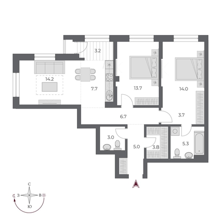
  Продается 3-комн. квартира 80.3 м², в ЖК ОСКАР, дом 2. Фото 1.