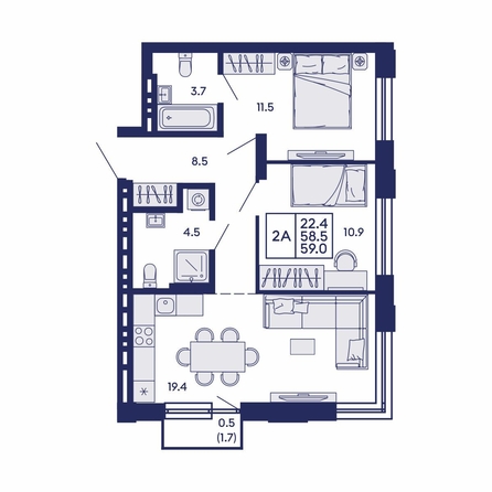 
  Продается 2-комн. квартира 59 м², в ЖК Сила леса, корп 2. Фото 1.
