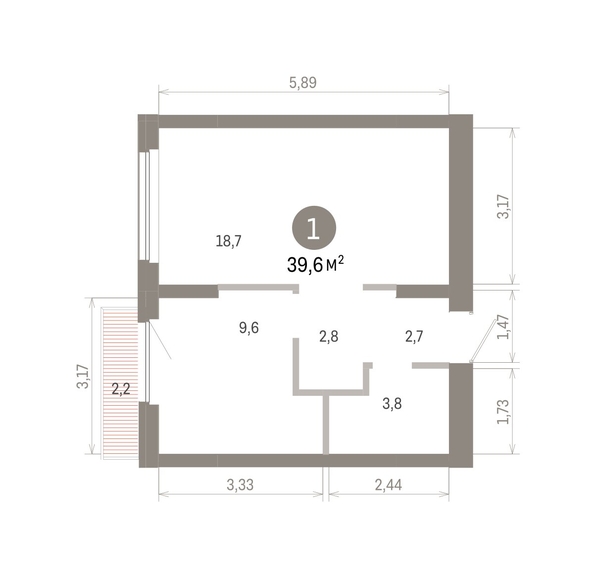 
  Продается 1-комн. квартира 39.64 м², в ЖК Пшеница, 6.1. Фото 1.