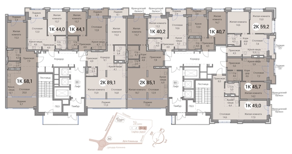 
  Продается 2-комн. квартира 68.1 м², в ЖК Тайм Сквер. Фото 19.