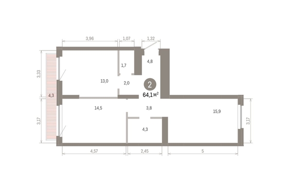 
  Продается 2-комн. квартира 64.08 м², в ЖК Пшеница, 6.1. Фото 2.