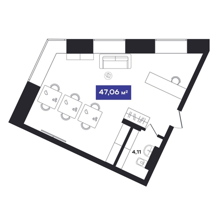 
  Продается офис 46.9 м², в АО Гагарин Сити. Фото 1.