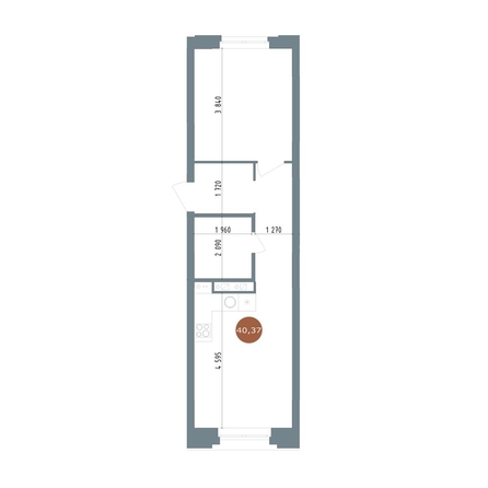 
  Продается 1-комн. квартира 40.37 м², в ЖК 19/56 Кварталы Телецентра, сек 6. Фото 1.