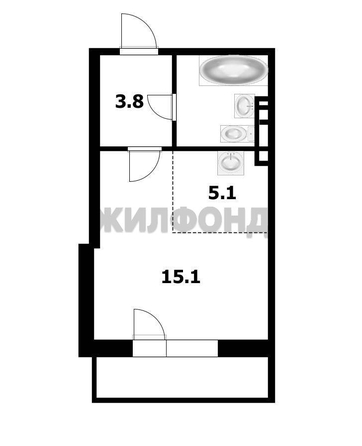 
  Продается студия 28.2 м². Фото 12.