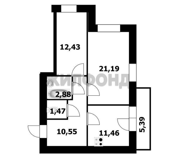 
  Продается 2-комн. квартира 60 м². Фото 12.