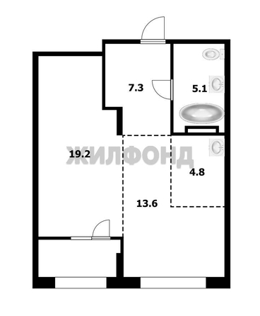 
  Продается 2-комн. квартира 50 м², в ЖК Тихомиров, башня А. Фото 27.