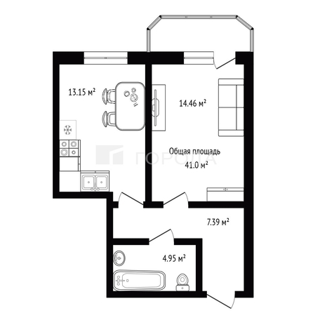 
  Продается 1-комн. квартира 41 м². Фото 2.