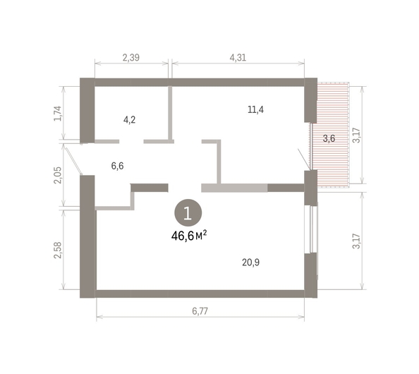 
  Продается 1-комн. квартира 46.56 м², в ЖК Европейский берег, дом 46. Фото 1.