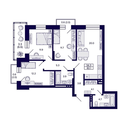 
  Продается 3-комн. квартира 82.1 м², в ЖК Сподвижники, дом 1. Фото 1.