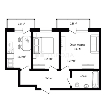 
  Продается 2-комн. квартира 52.7 м². Фото 13.
