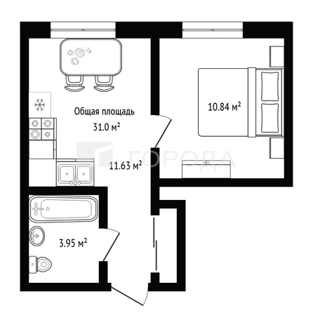 
  Продается 1-комн. квартира 31 м². Фото 2.