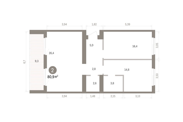 
  Продается 2-комн. квартира 80.92 м², в ЖК Пшеница, дом 5.2. Фото 1.