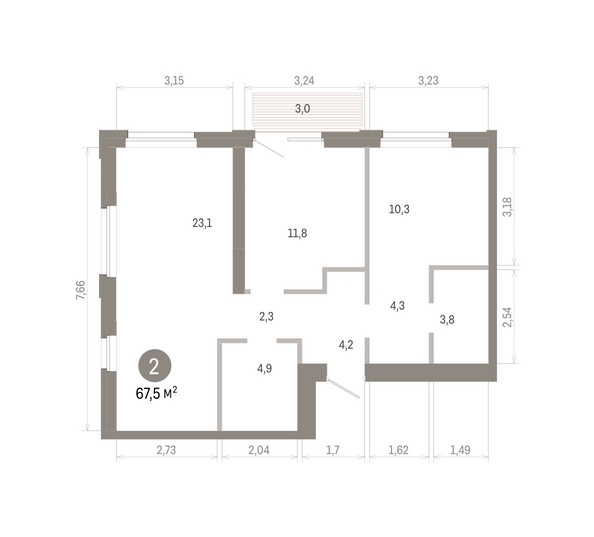 
  Продается 2-комн. квартира 67.45 м², в ЖК Город на озере. Фото 1.