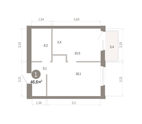 
  Продается 1-комн. квартира 46.62 м², в ЖК Город на озере. Фото 1.