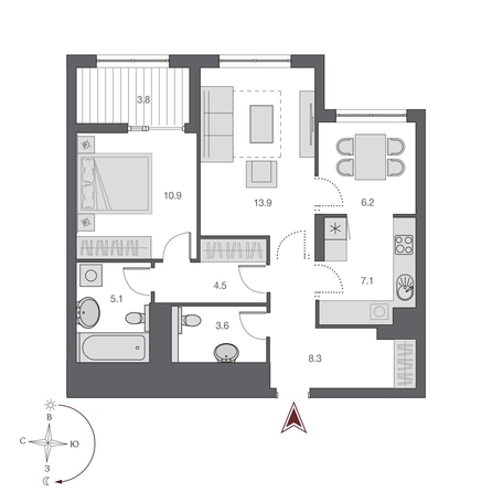 
  Продается 2-комн. квартира 61 м², в  Дом Нобель. Фото 1.