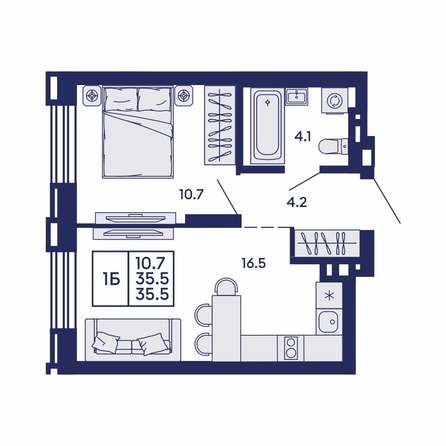 
  Продается 1-комн. квартира 35.5 м², в ЖК Сила леса, корп 2. Фото 1.