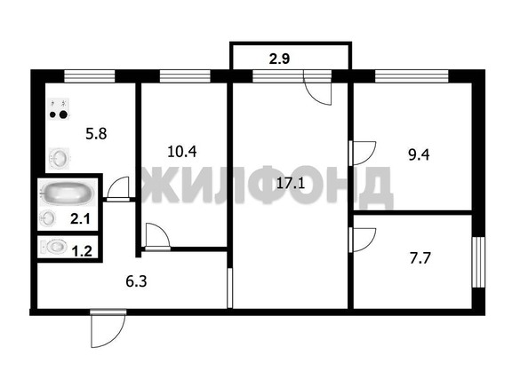 
  Продается 4-комн. квартира 59.9 м². Фото 17.