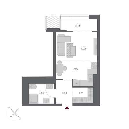 
  Продается студия 33.58 м², в ЖК Беринг, дом 3. Фото 5.
