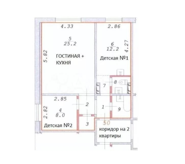 
  Продается 3-комн. квартира 58 м². Фото 1.