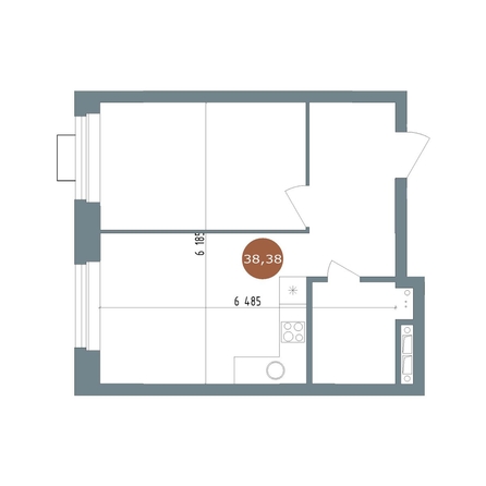 
  Продается 1-комн. квартира 38.38 м², в  19/56 Кварталы Телецентра, 3. Фото 1.