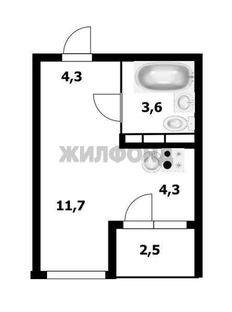 
  Продается студия 23.5 м², в ЖК Тайгинский парк, дом 1. Фото 11.