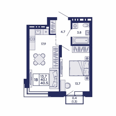 
  Продается 1-комн. квартира 40.5 м², в ЖК Сила леса, корп 1. Фото 1.