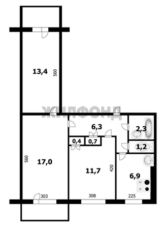 
  Продается 3-комн. квартира 61.7 м². Фото 8.