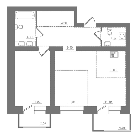 
  Продается 2-комн. квартира 74.71 м², в ЖК Спектр, дом 9. Фото 2.