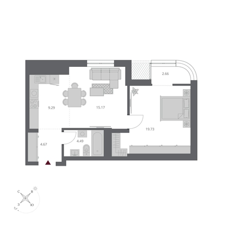 
  Продается 4-комн. квартира 56.01 м², в ЖК Беринг, дом 3. Фото 1.