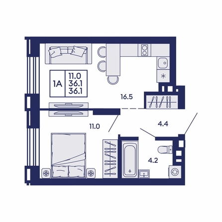 
  Продается 1-комн. квартира 36.1 м², в ЖК Сила леса, корп 2. Фото 1.