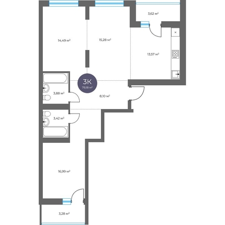
  Продается 3-комн. квартира 79.18 м², в  Квартал на Российской, дом 2. Фото 1.