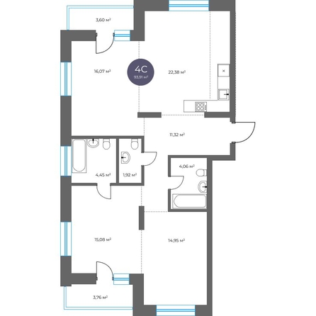 
  Продается 4-комн. квартира 93.91 м², в  Квартал на Российской, дом 3. Фото 1.
