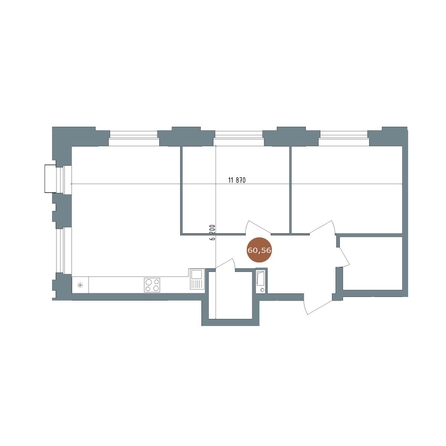 
  Продается 2-комн. квартира 60.3 м², в  19/56 Кварталы Телецентра, 2. Фото 1.