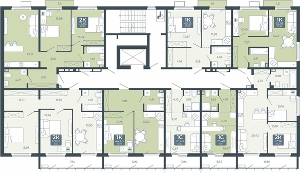 
  Продается 1-комн. квартира 44.4 м², в ЖК Дом в Мичуринском, блок 2. Фото 1.