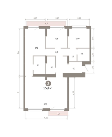 
  Продается 3-комн. квартира 104.8 м², в ЖК Лебедевский квартал, д 1. Фото 1.