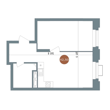 
  Продается 1-комн. квартира 42.8 м², в  19/56 Кварталы Телецентра, 2. Фото 1.