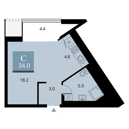 
  Продается студия 34 м², в ЖК Беринг, дом 2. Фото 12.