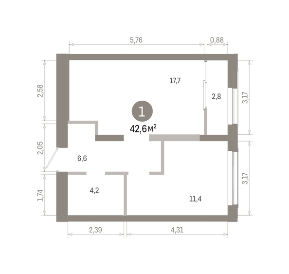 
  Продается 1-комн. квартира 42.62 м², в ЖК Европейский берег, дом 46. Фото 1.