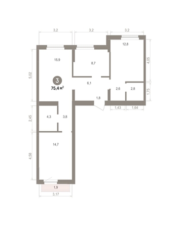 
  Продается 3-комн. квартира 75.4 м², в ЖК Лебедевский квартал, д 1. Фото 1.