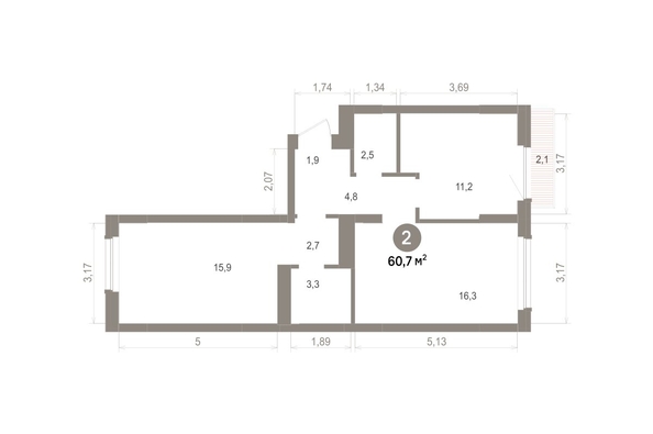 
  Продается 2-комн. квартира 60.69 м², в ЖК Лебедевский квартал, д 1. Фото 1.