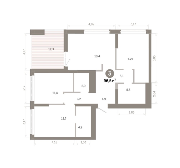 
  Продается 3-комн. квартира 96.46 м², в  Квартал Молодость, дом 1. Фото 1.