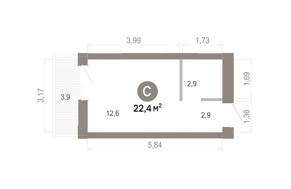 
  Продается студия 22.36 м², в  Квартал Молодость, дом 1. Фото 1.