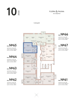 
  Продается 2-комн. квартира 42.3 м², в ЖК Флора и Фауна, 18а. Фото 2.
